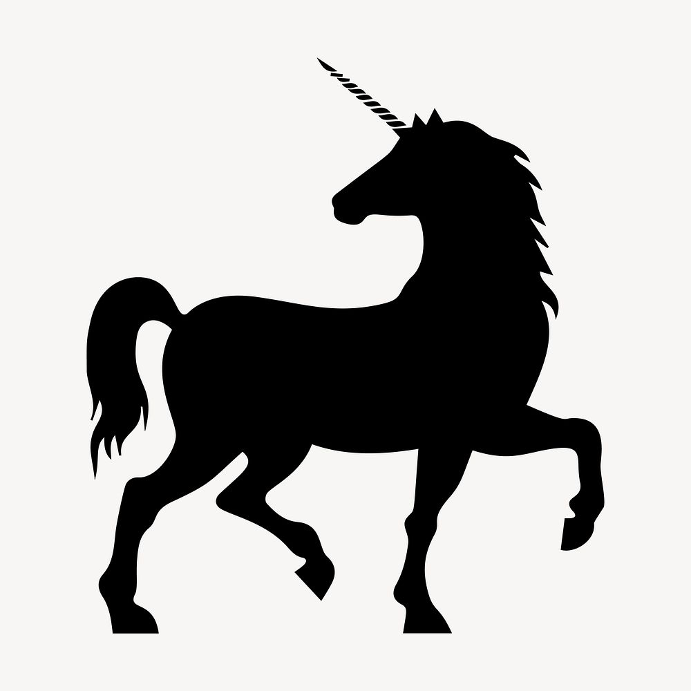 Unicorn silhouette clipart, magical creature illustration. Free public domain CC0 image.
