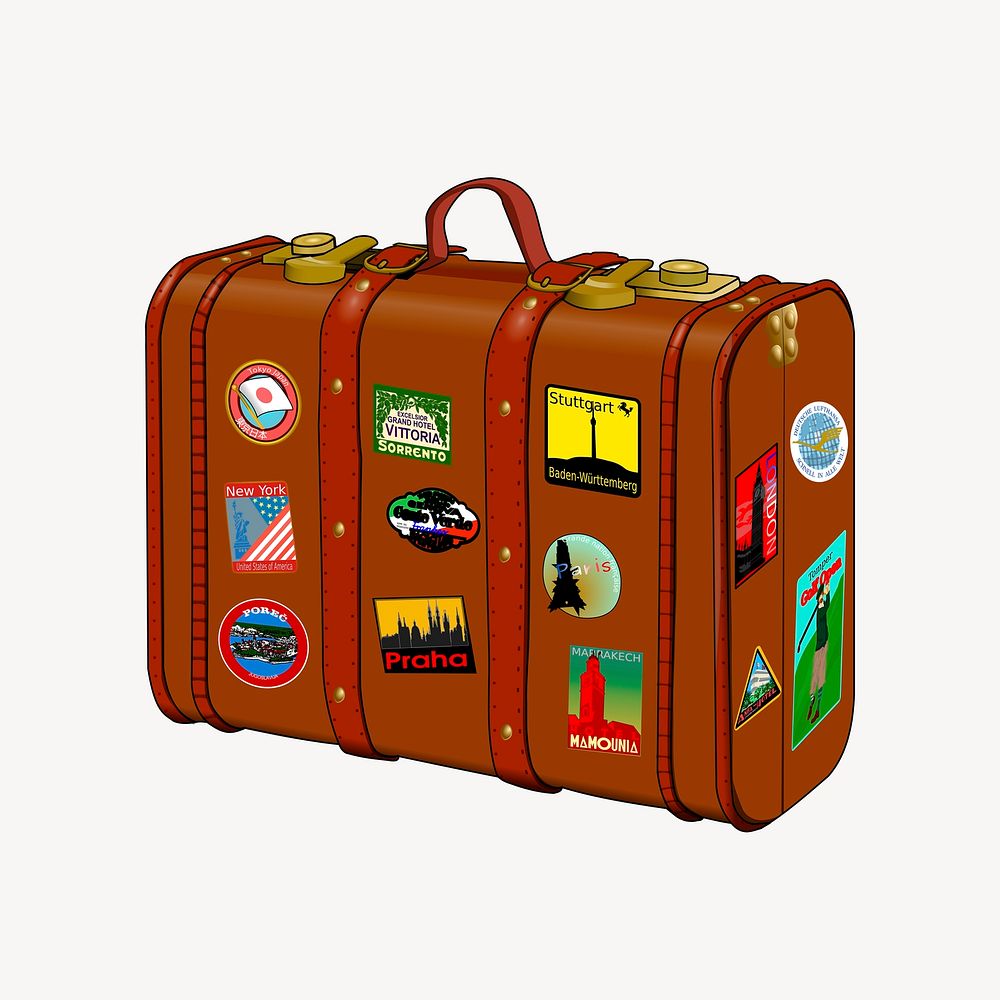 Vintage luggage clipart, travel illustration. | Free Photo - rawpixel