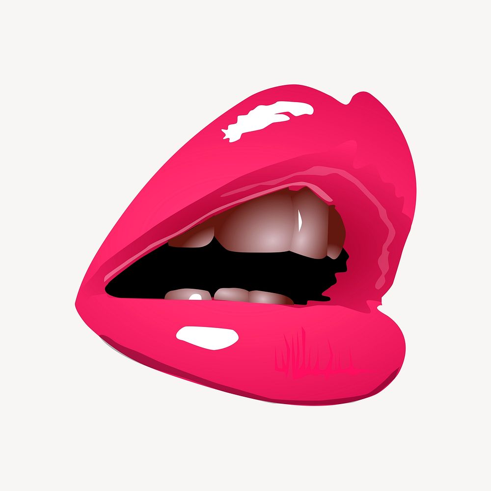 Pink lips clipart, pop art illustration. Free public domain CC0 image.
