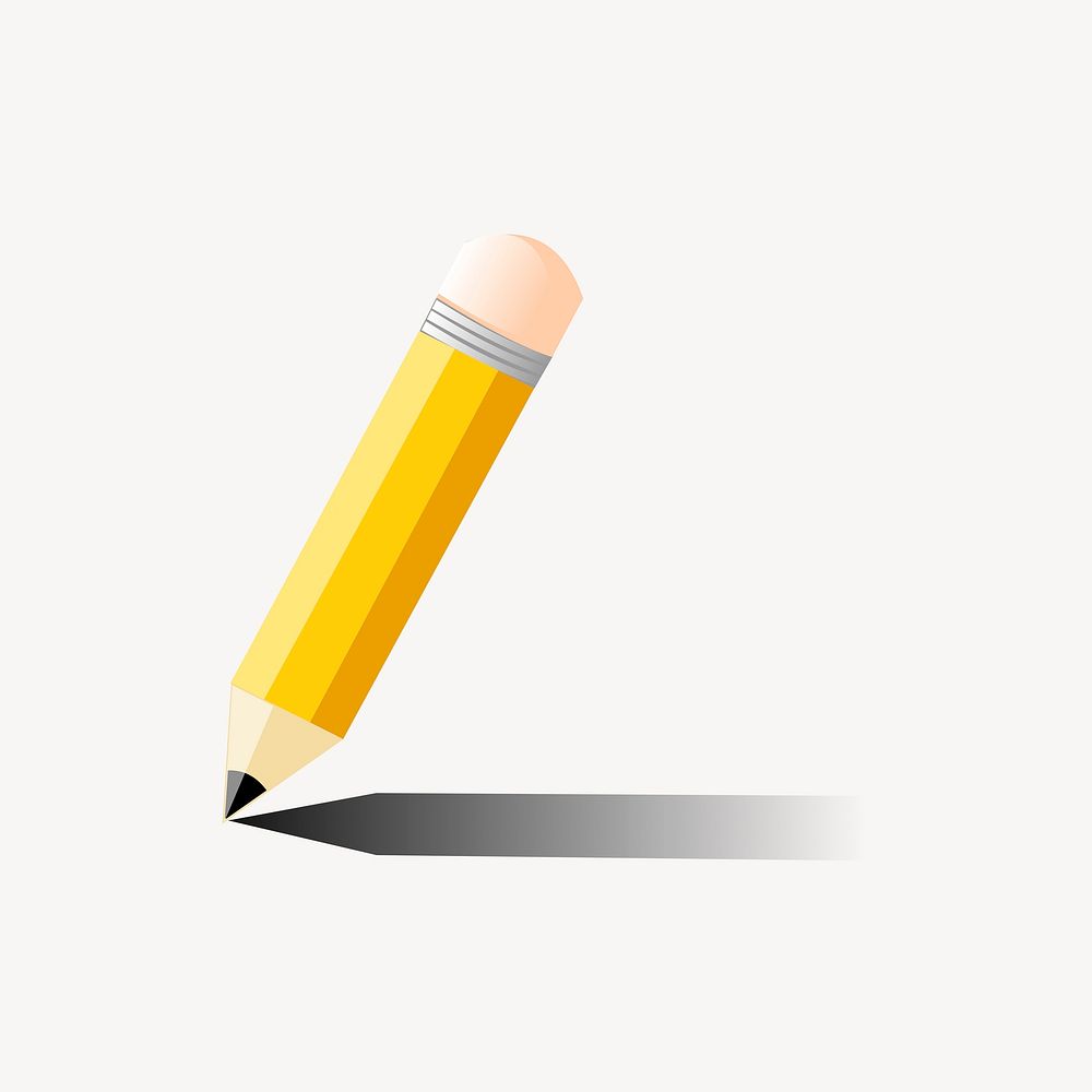 Yellow pencil clipart, stationery illustration. Free public domain CC0 image.