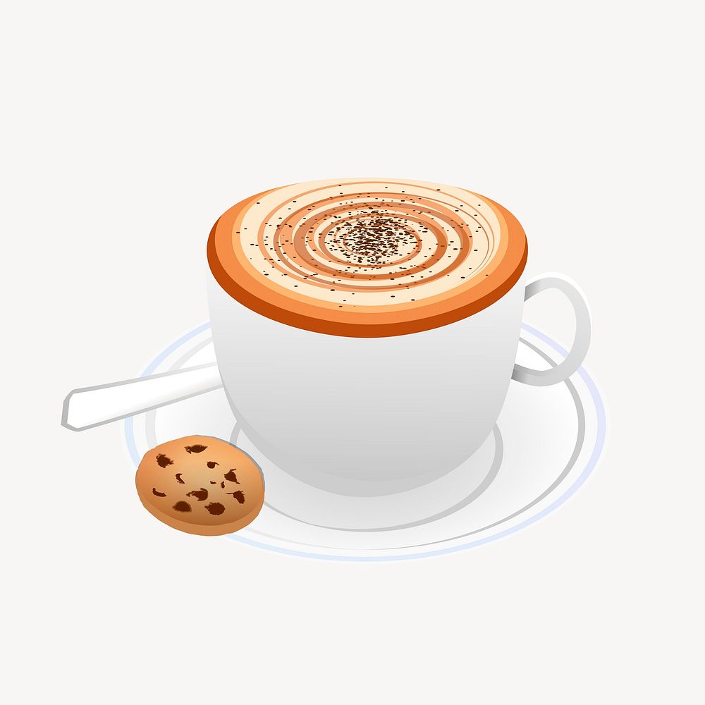 Cappuccino clipart, food illustration vector. Free public domain CC0 image.