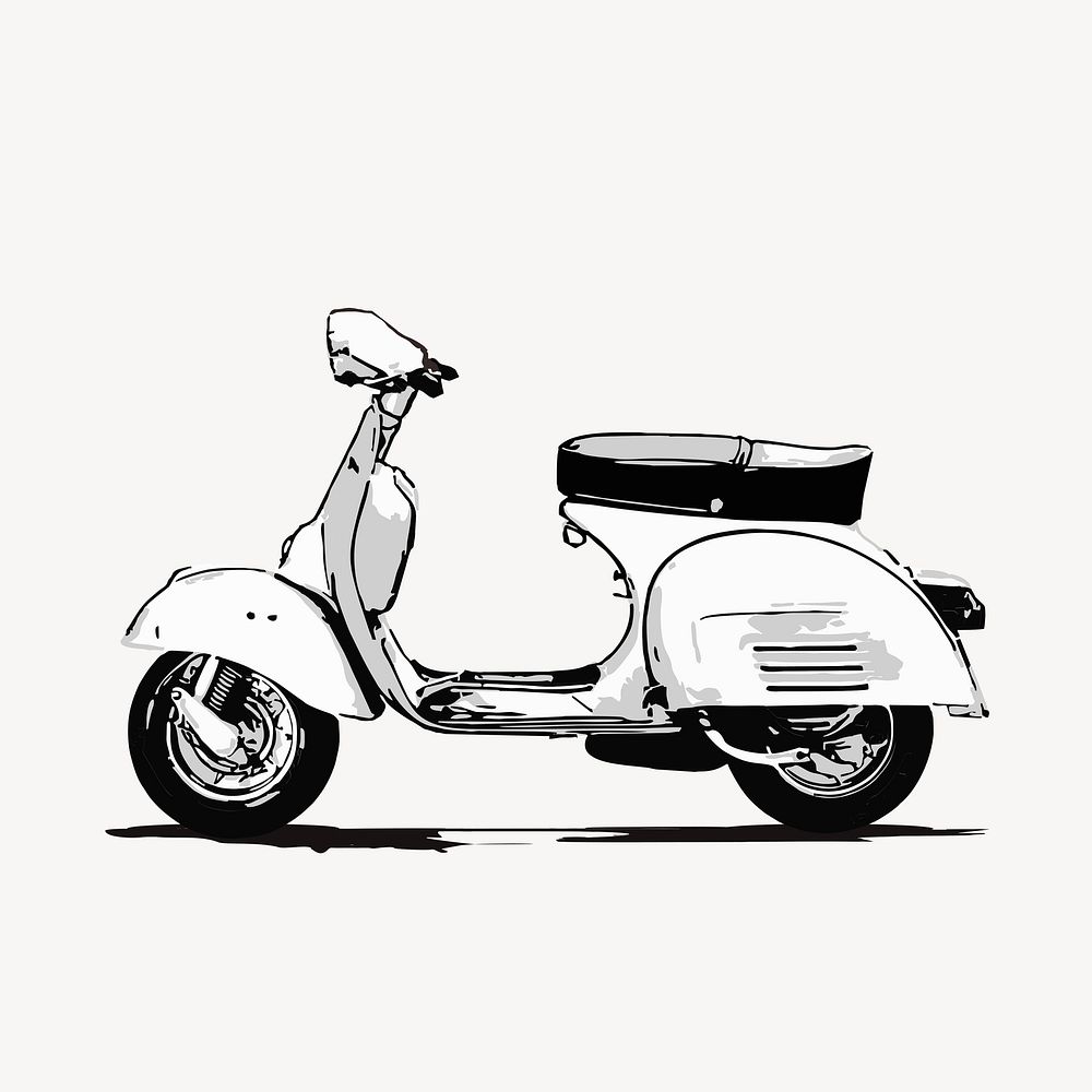 Scooter motorcycle clipart, vehicle drawing. Free public domain CC0 image.