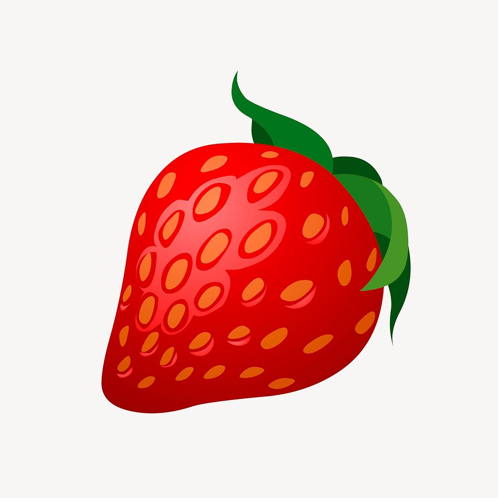 Strawberry sticker, fruit illustration psd. Free public domain CC0 image.