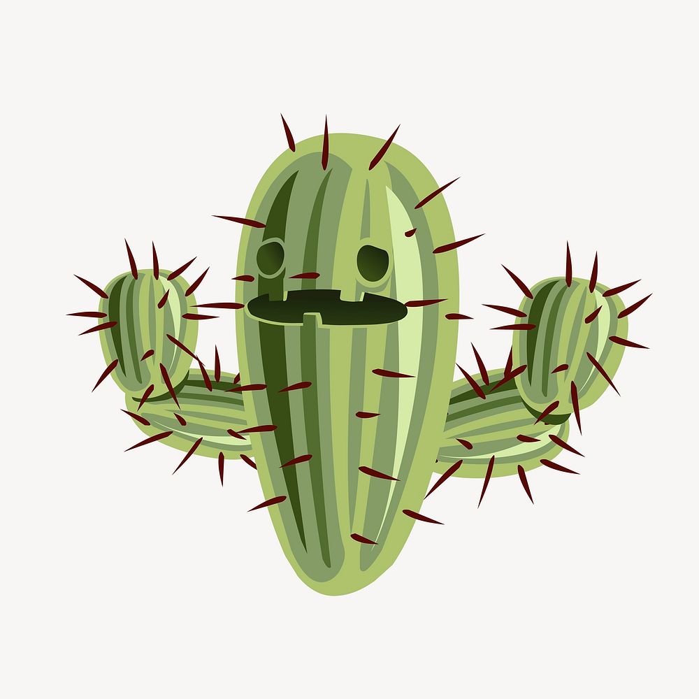 Cactus cartoon clipart, desert plant illustration vector. Free public domain CC0 image.