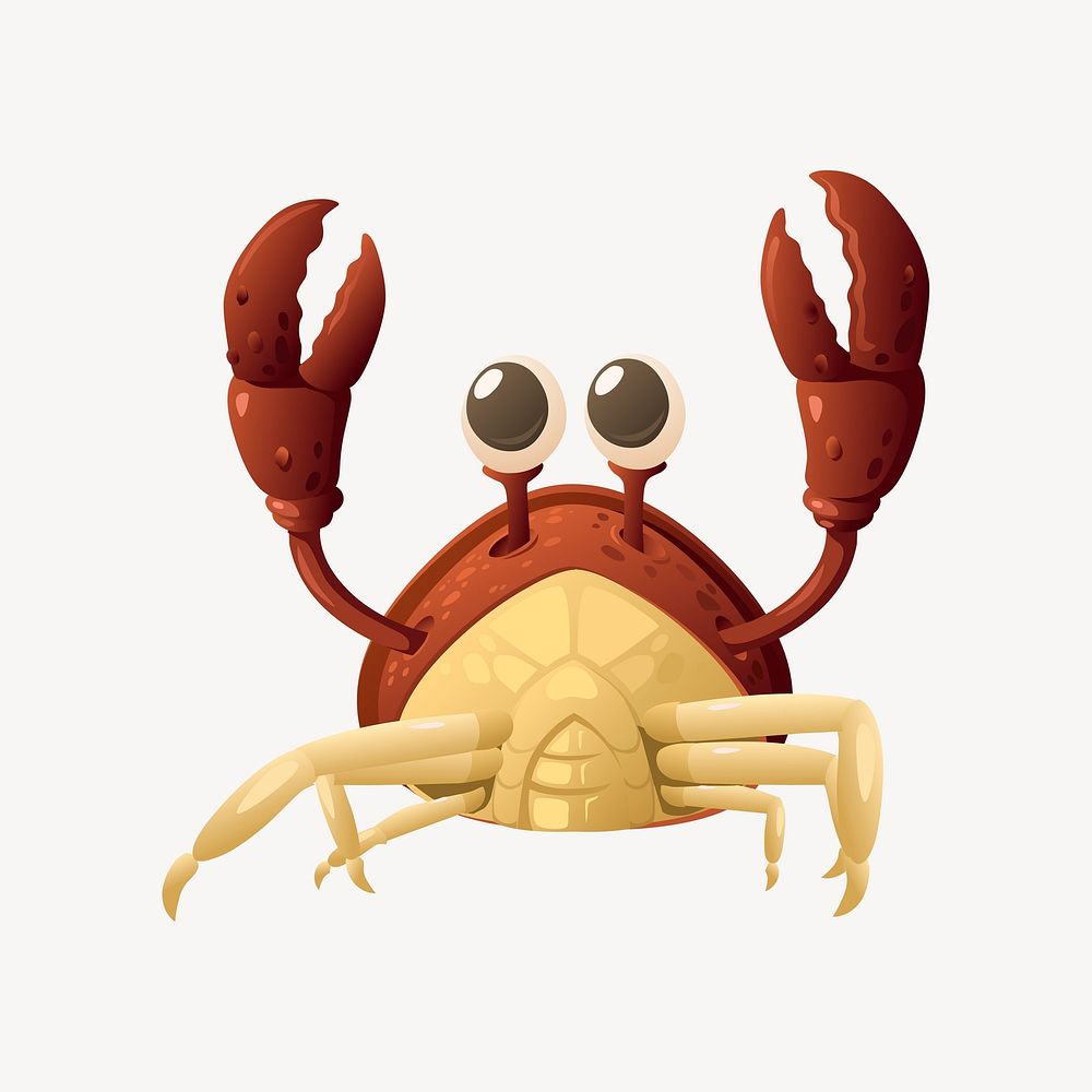 Crab clipart, cartoon animal illustration. Free public domain CC0 image.