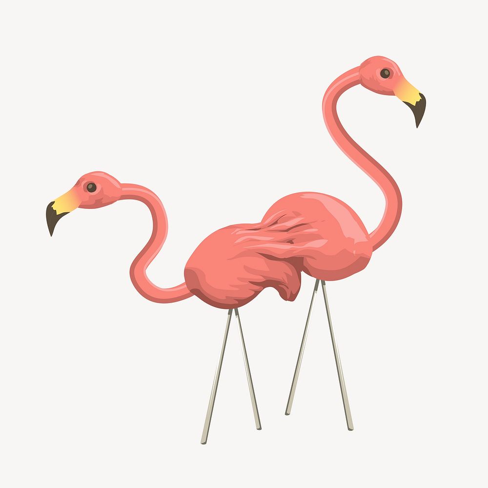 Flamingos clipart, bird illustration vector. Free public domain CC0 image.