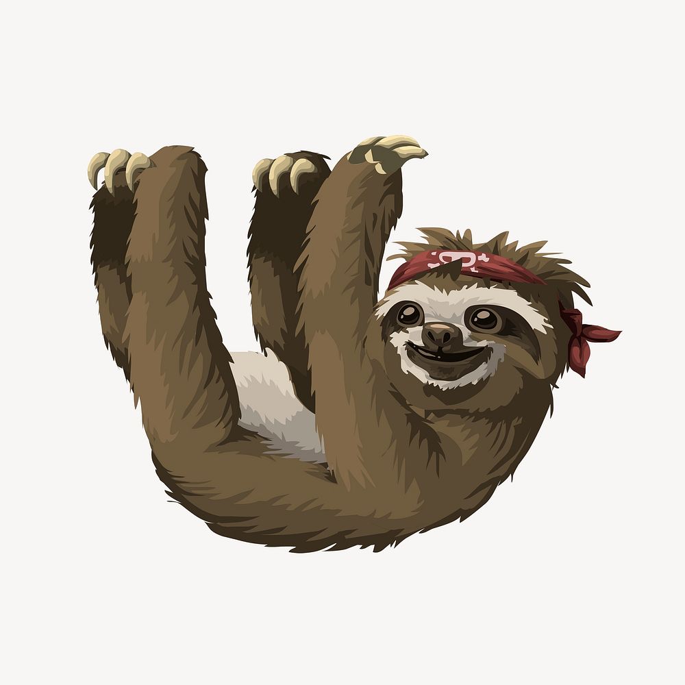 Sloth sticker, wildlife illustration psd. Free public domain CC0 image.