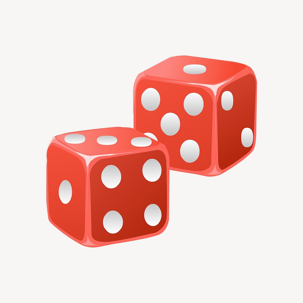 Red dice clipart, toy illustration. Free public domain CC0 image.