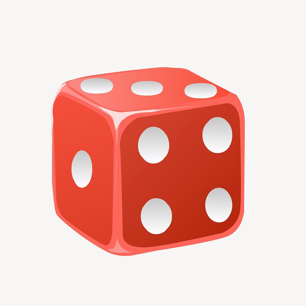 Red dice clipart, toy illustration. Free public domain CC0 image.