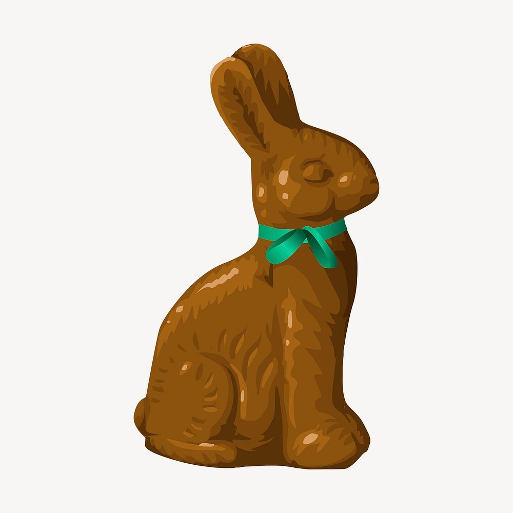 Easter bunny chocolate sticker, food illustration psd. Free public domain CC0 image.