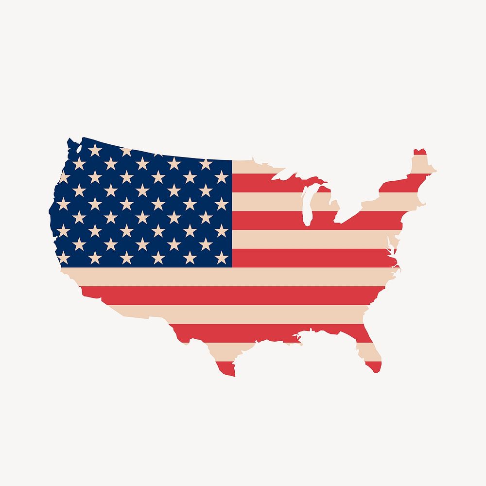 USA map flag sticker, country illustration psd. Free public domain CC0 image.