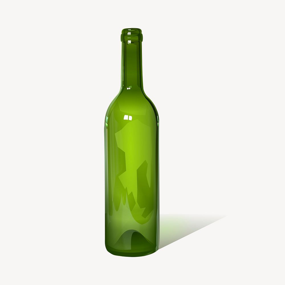 Glass bottle clipart, green object collage element. Free public domain CC0 image.