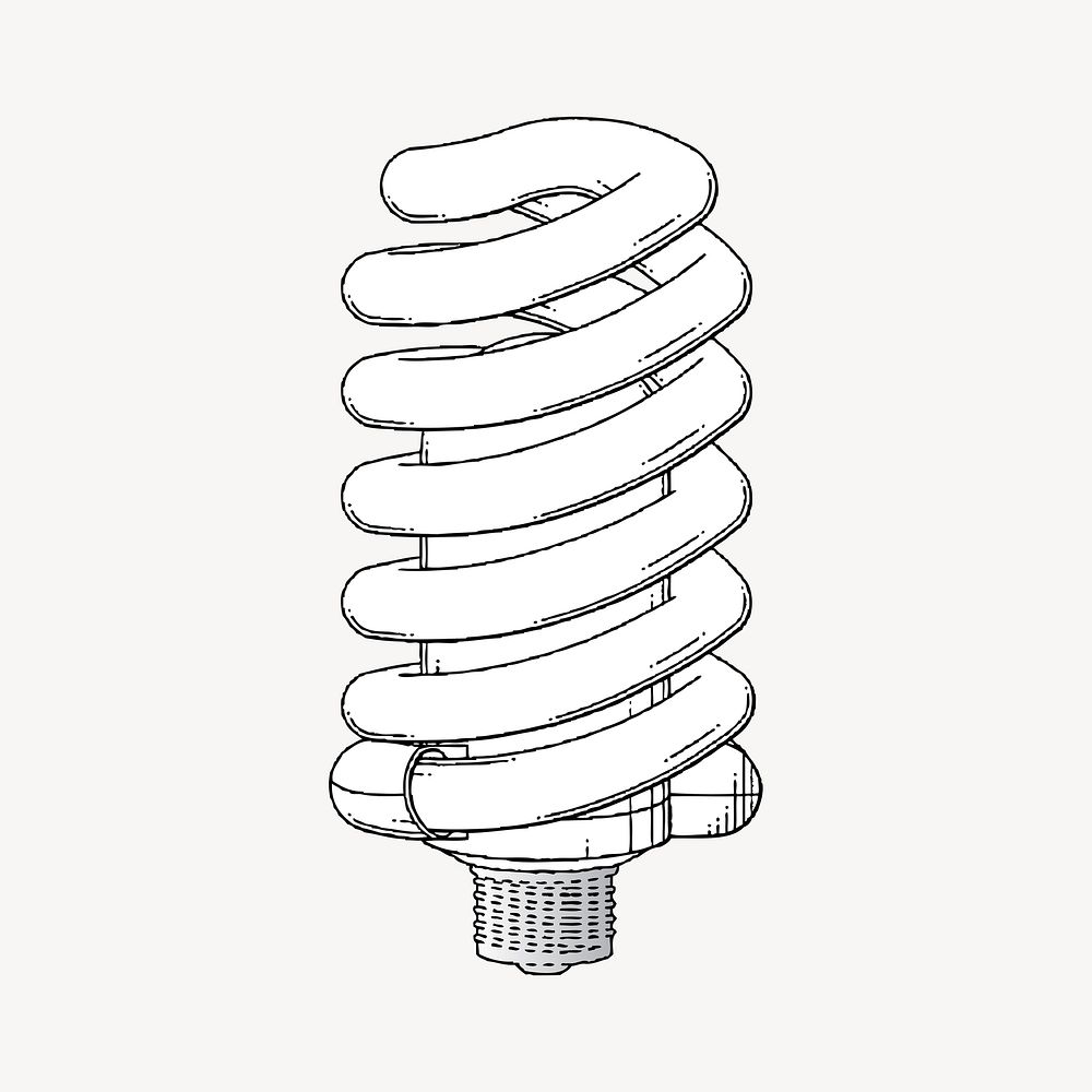 Fluorescent bulb clipart, vintage drawing. Free public domain CC0 image.