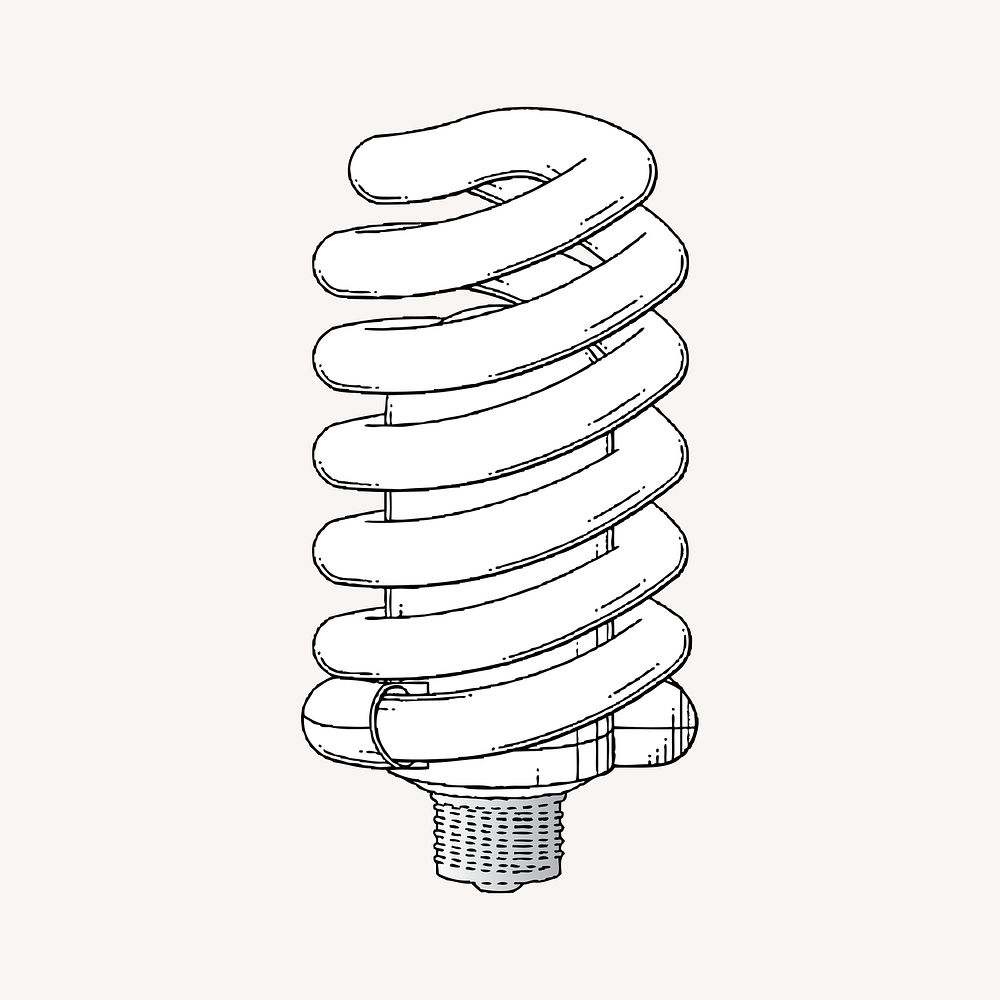 Fluorescent bulb drawing, vintage illustration psd. Free public domain CC0 image.