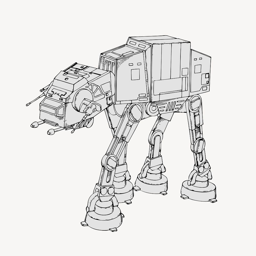 At-at robot clipart, Star Wars drawing. Free public domain CC0 image.