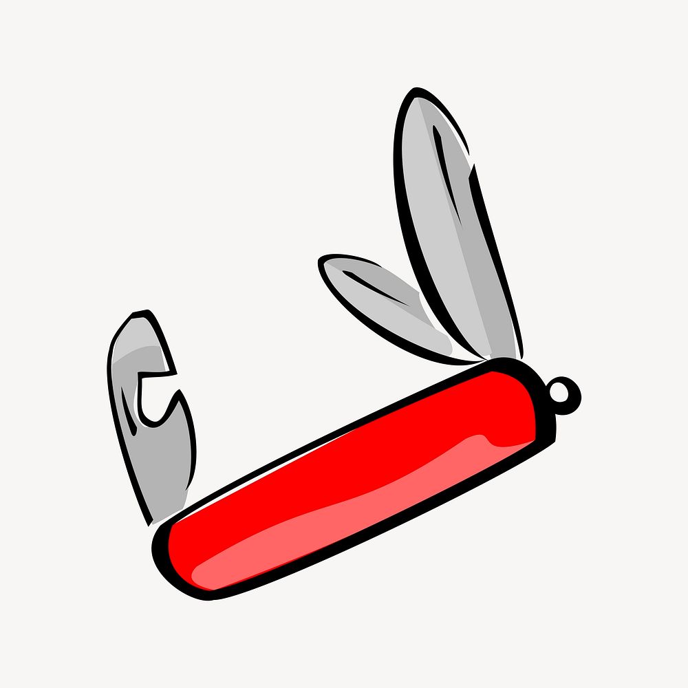 Swiss army knife clipart, weapon illustration vector. Free public domain CC0 image.