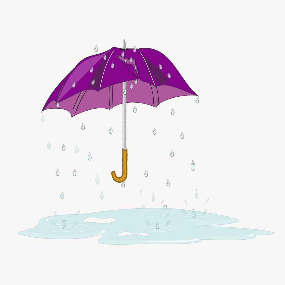 Umbrella sticker, rainy season illustration psd. Free public domain CC0 image.
