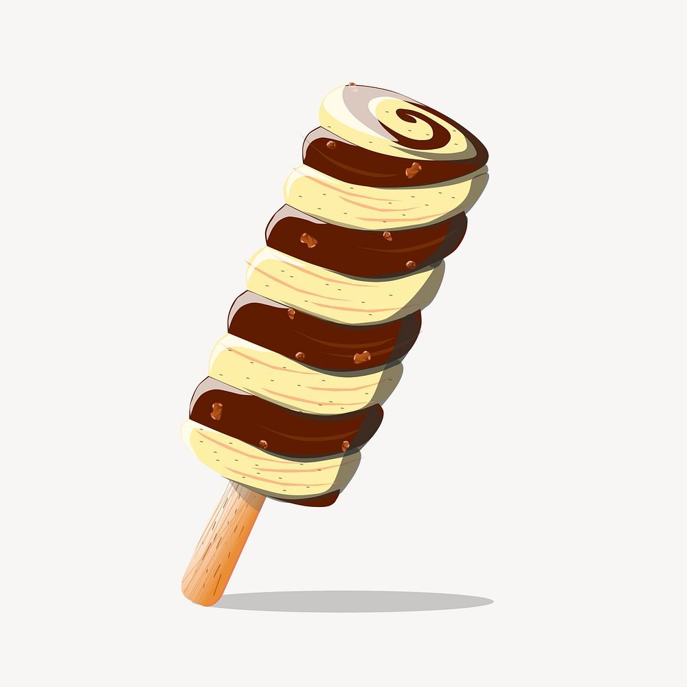Ice cream sticker, twisted nut ice illustration psd. Free public domain CC0 image.