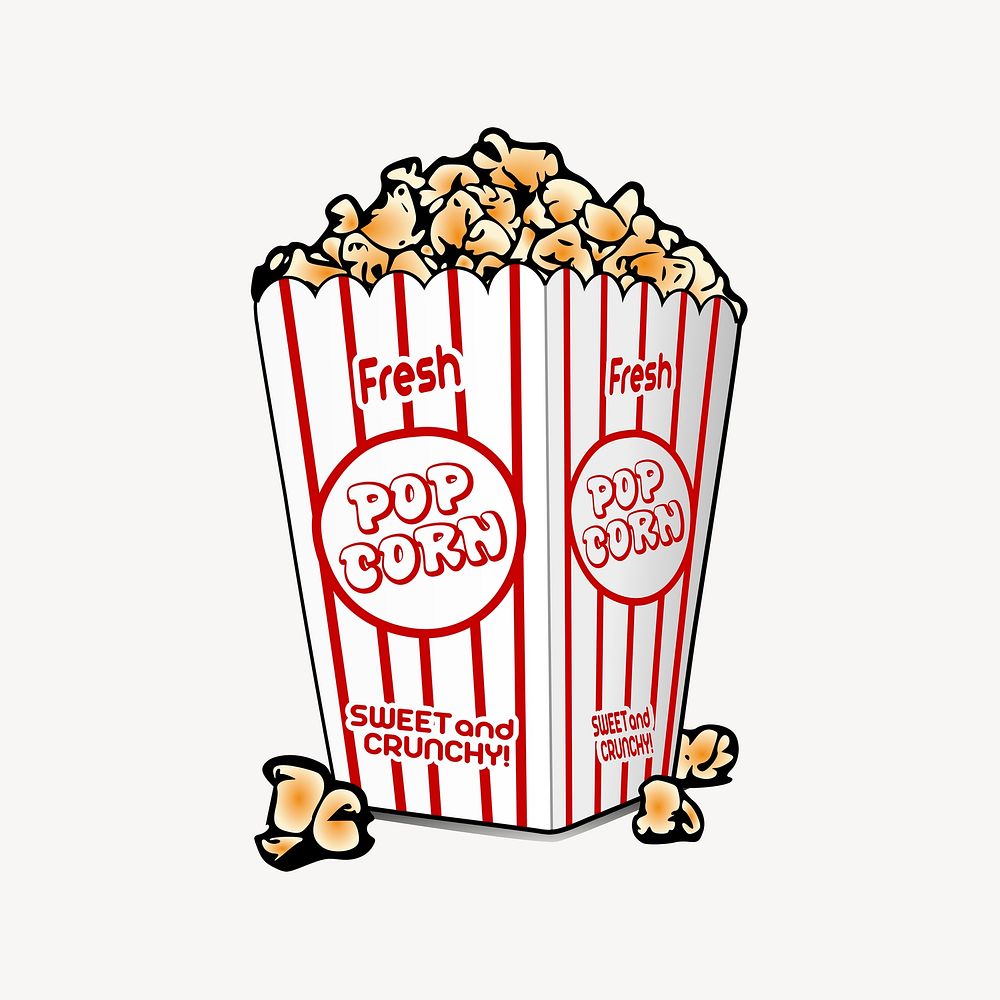 Popcorn sticker, snack psd. Free public domain CC0 image.