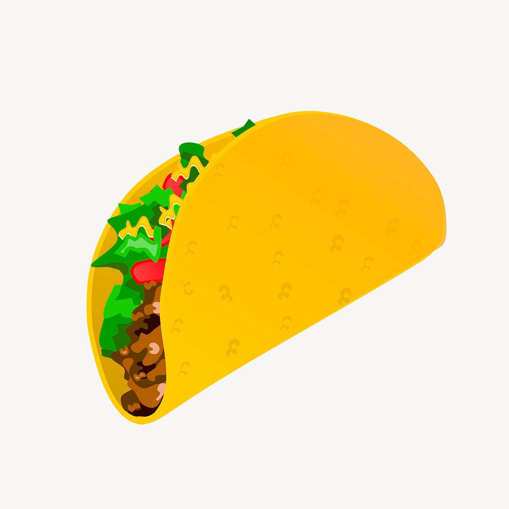 Taco clipart, food illustration. Free public domain CC0 image.