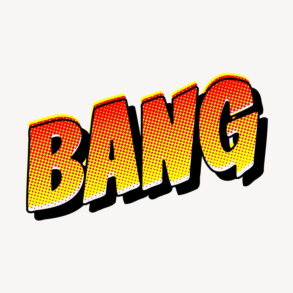 Bang typography sticker, comic pop art psd. Free public domain CC0 image.