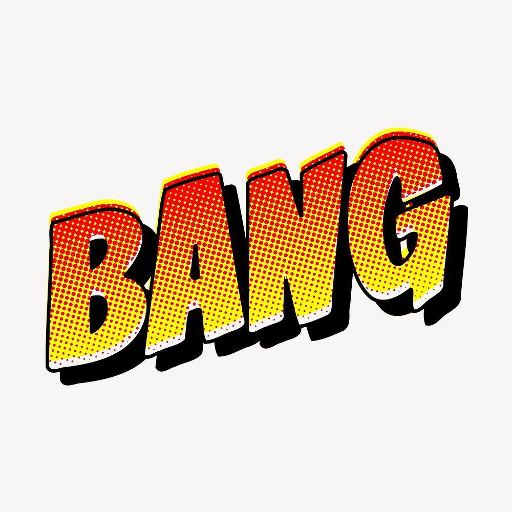 Bang typography clipart, comic pop art vector. Free public domain CC0 image.