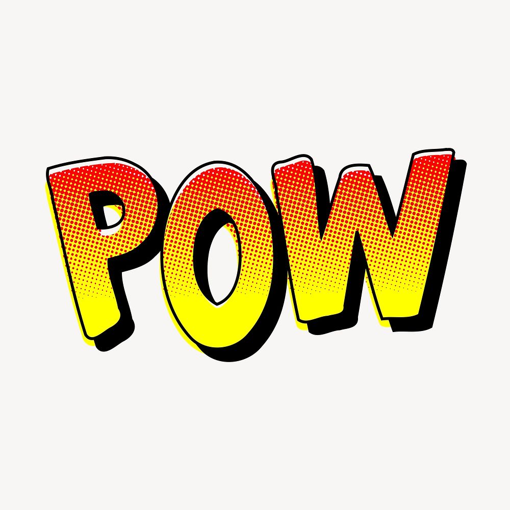 Pow typography sticker, comic pop art psd. Free public domain CC0 image.