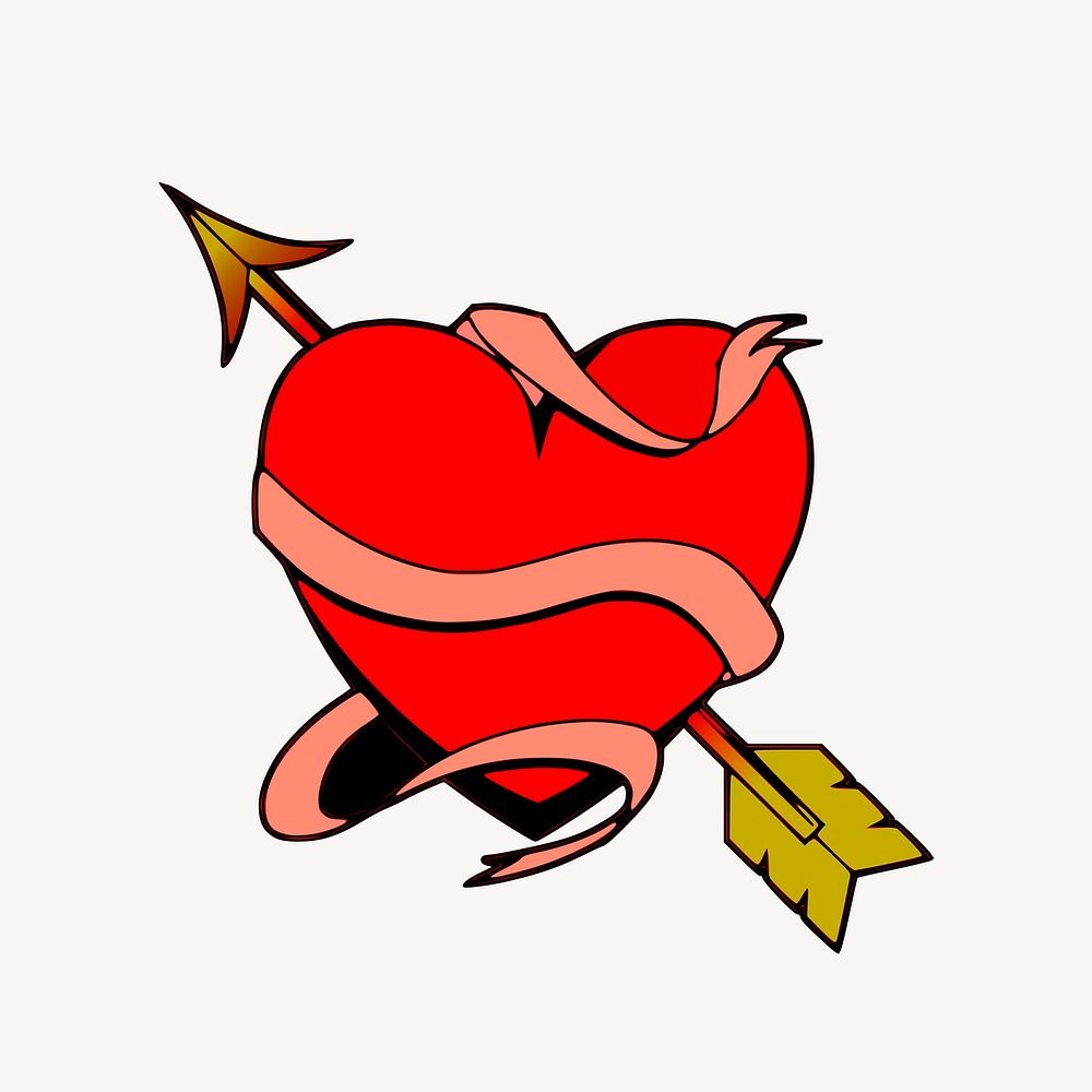 Aesthetic arrow heart clipart, Valentine's illustration. Free public domain CC0 image.