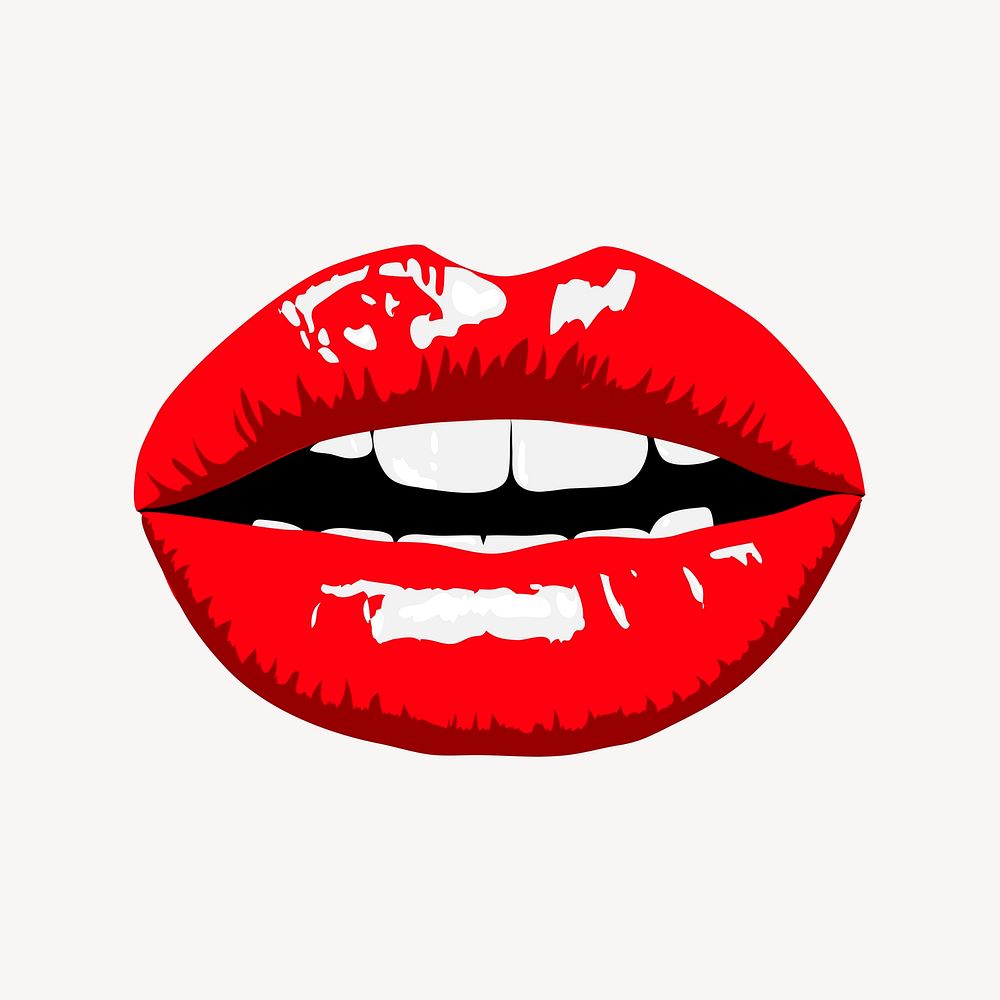 Glossy red lips clipart, pop art illustration. Free public domain CC0 image.