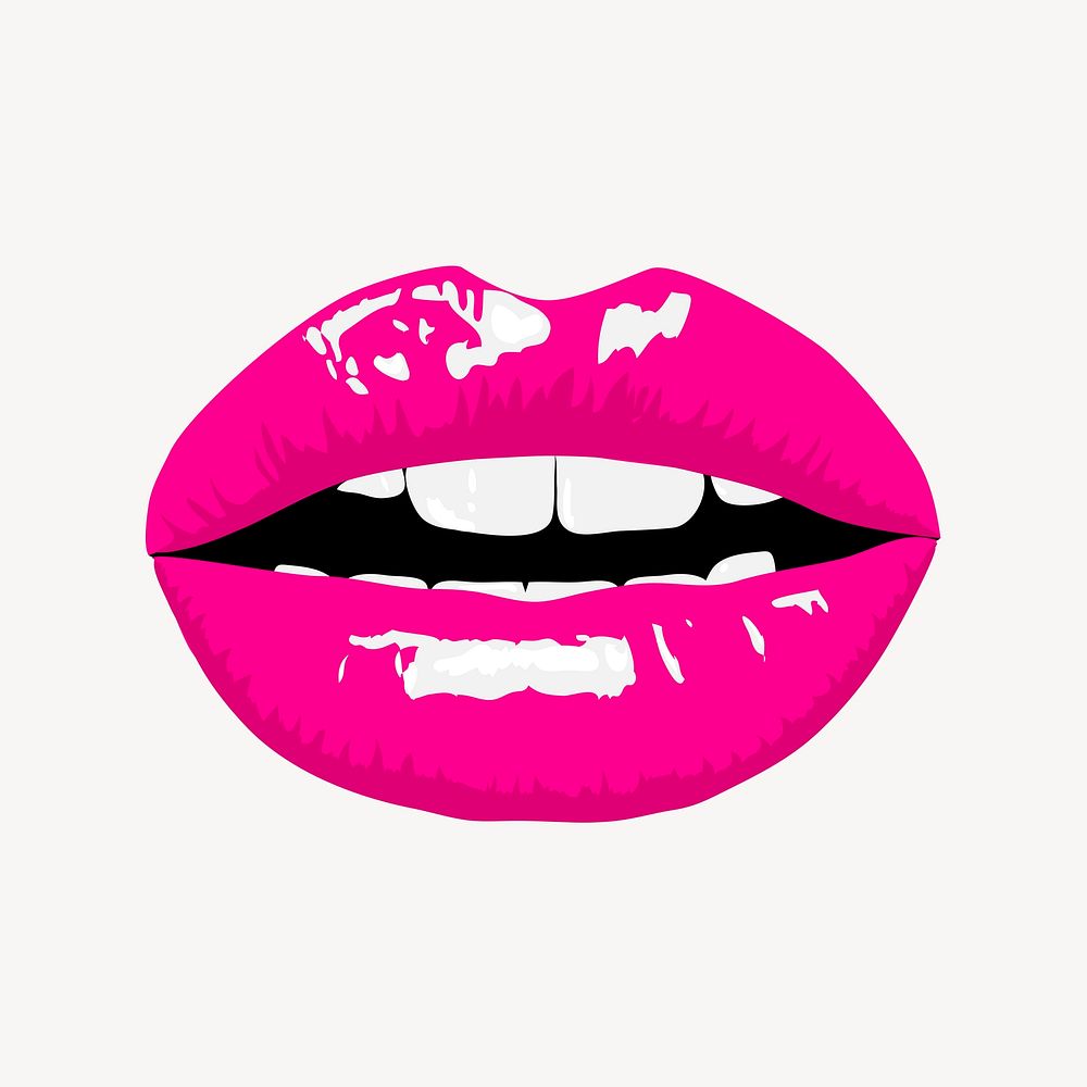 Pink lips clipart, pop art illustration vector. Free public domain CC0 image.