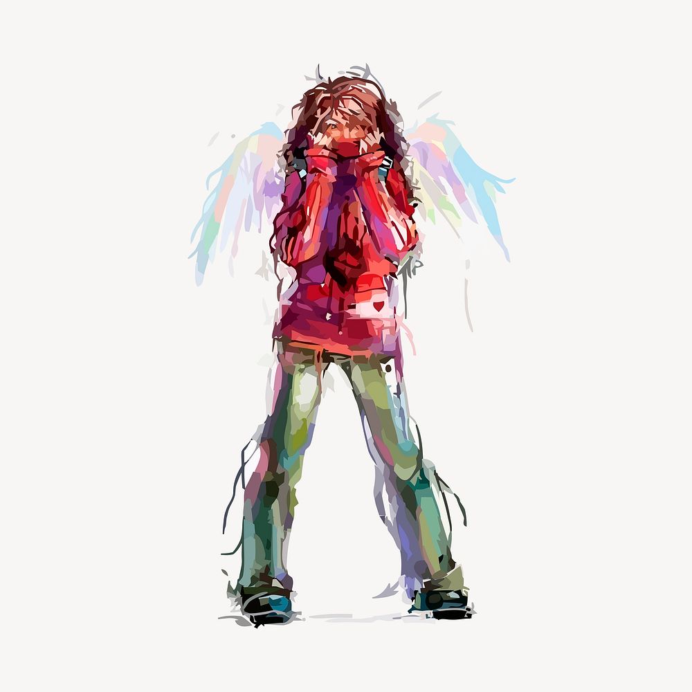 Cool angel clipart, street art illustration. Free public domain CC0 image.