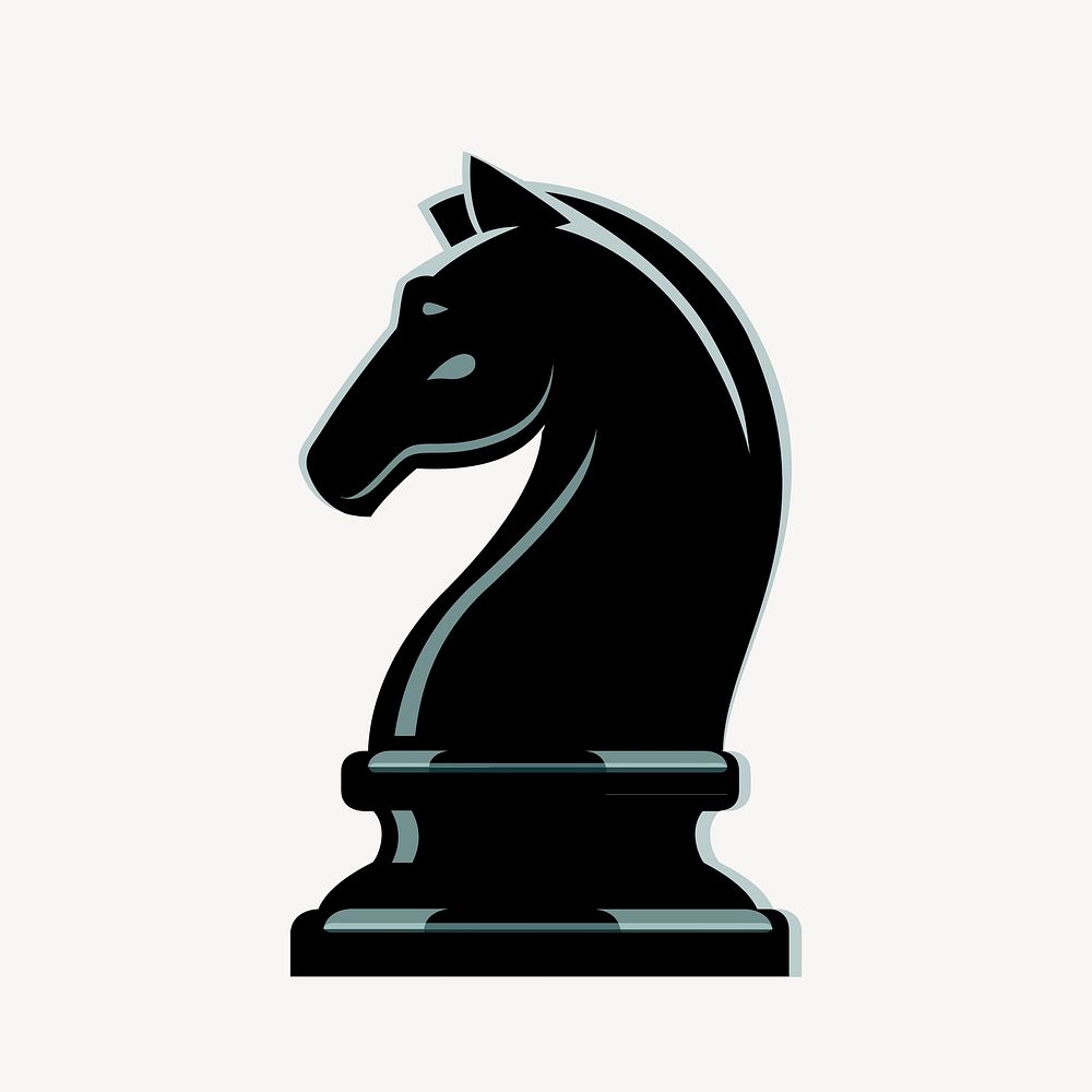 Knight chess piece sticker, object illustration psd. Free public domain CC0 image.