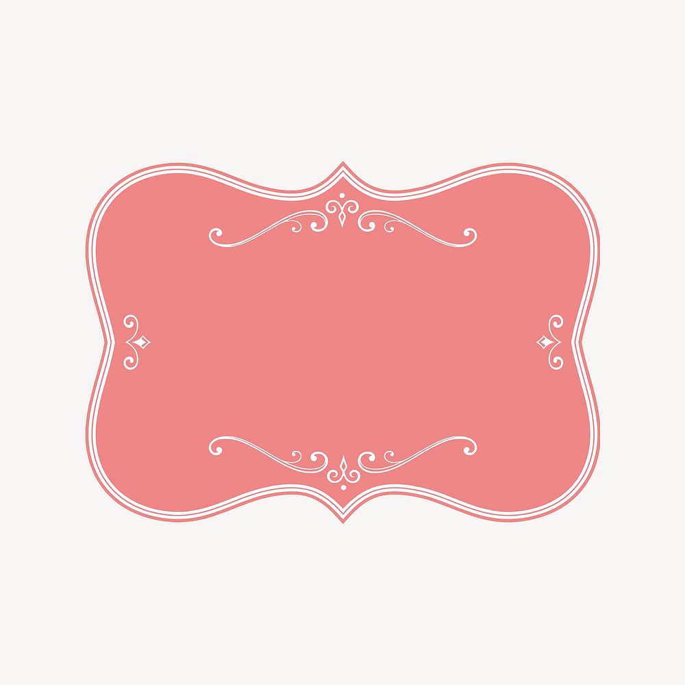 Pink vintage badge clipart, feminine design. Free public domain CC0 image.
