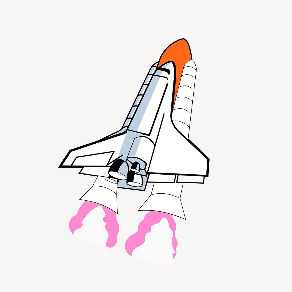Launching rocket sticker, space vehicle illustration psd. Free public domain CC0 image.