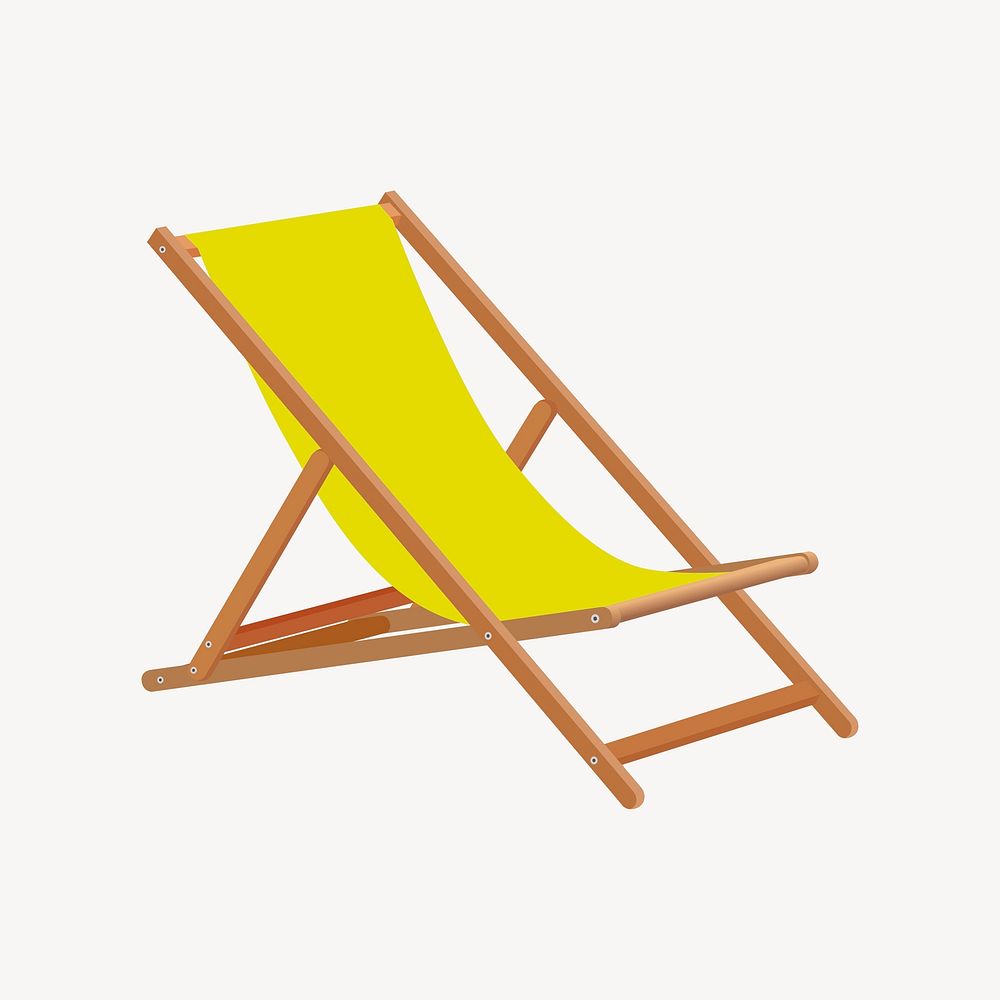 Beach folding chair sticker, furniture illustration psd. Free public domain CC0 image.