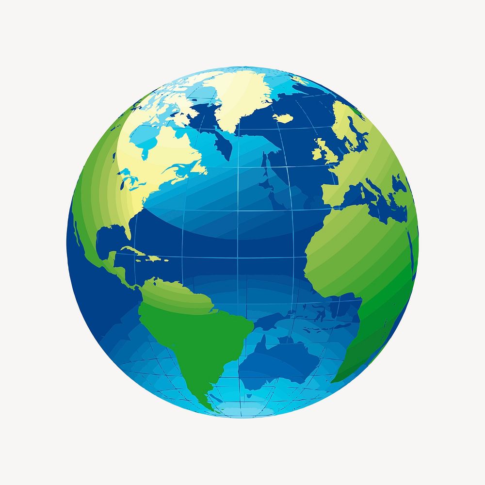 Planet earth clipart, globe illustration vector. Free public domain CC0 image.