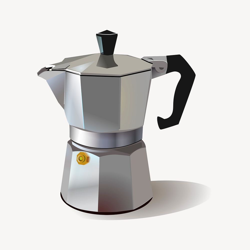 Moka pot clipart, coffee maker illustration vector. Free public domain CC0 image.