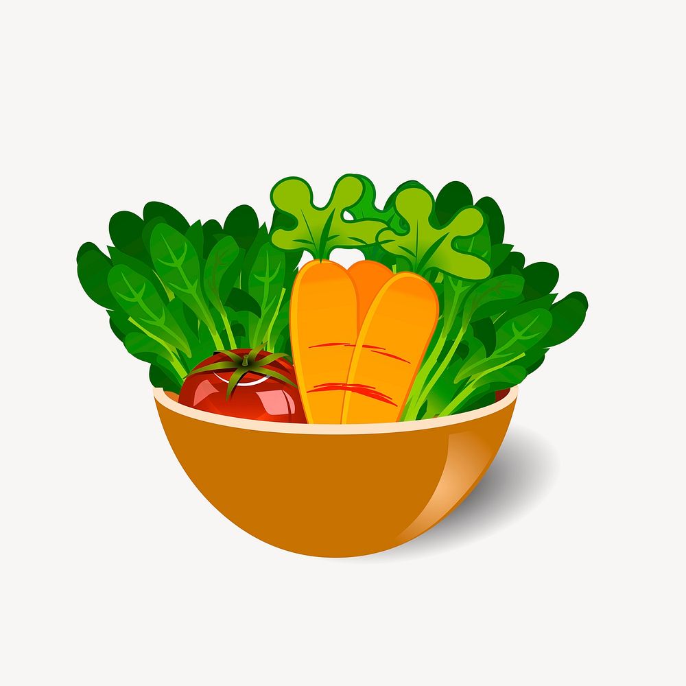 Vegetable bowl clipart, food illustration. Free public domain CC0 image.