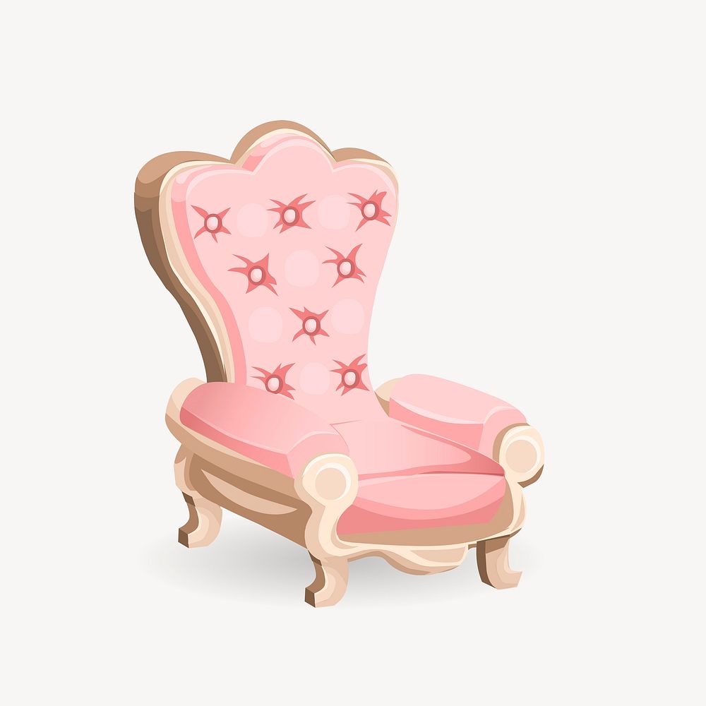 Royal armchair clipart, pink furniture illustration. Free public domain CC0 image.