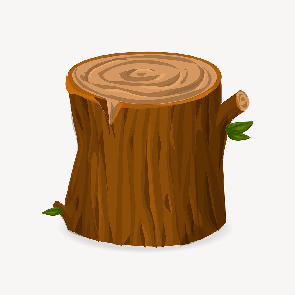 Tree stump cartoon sticker, wood illustration psd. Free public domain CC0 image.
