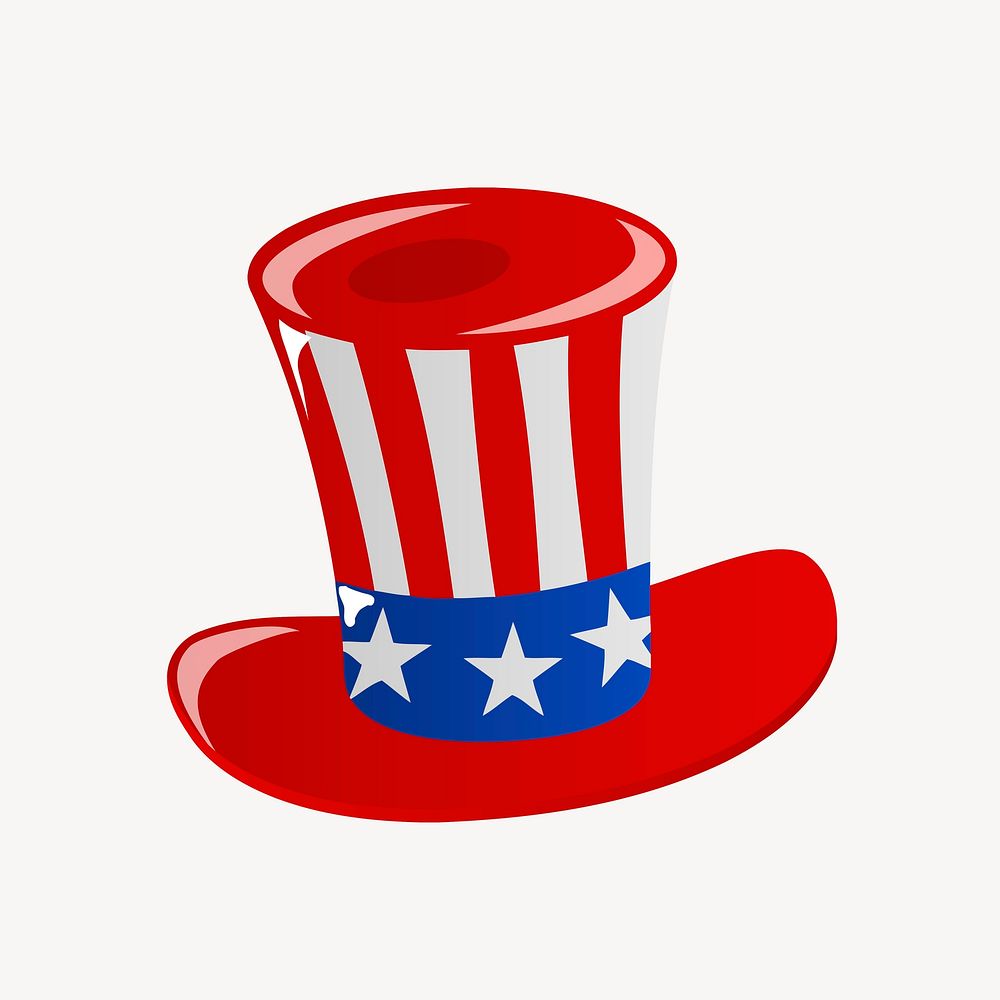 American top hat sticker, flag illustration psd. Free public domain CC0 image.