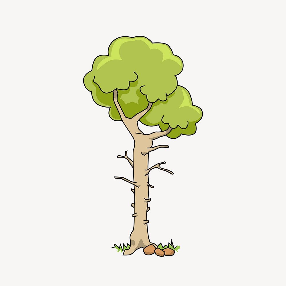 Cartoon tree clipart, nature illustration. Free public domain CC0 image.
