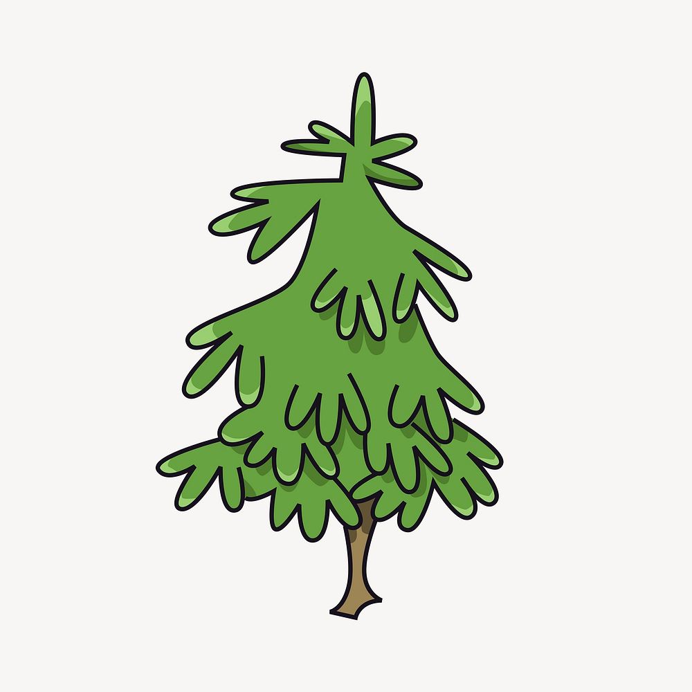 Cartoon tree clipart, nature illustration. Free public domain CC0 image.