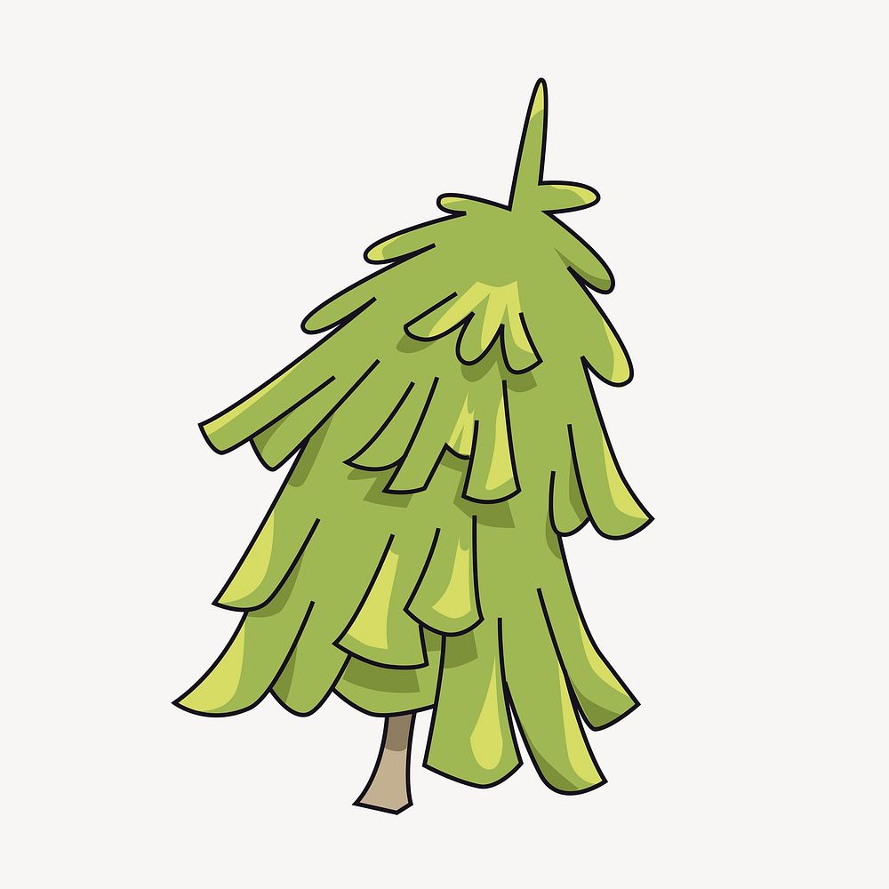 Cartoon tree sticker, nature illustration psd. Free public domain CC0 image.