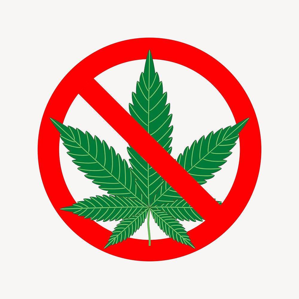 No cannabis sign clipart, leaf illustration. Free public domain CC0 image.