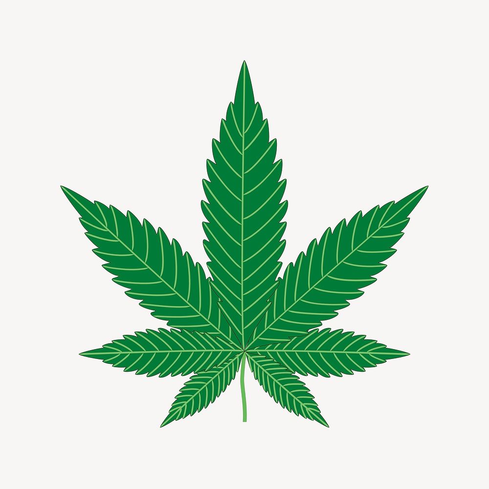 Cannabis leaf sticker, herb illustration psd. Free public domain CC0 image.