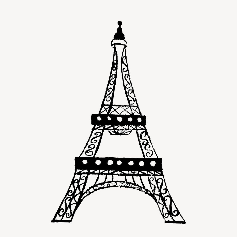 Eiffel Tower clipart, French landmark drawing. Free public domain CC0 image.