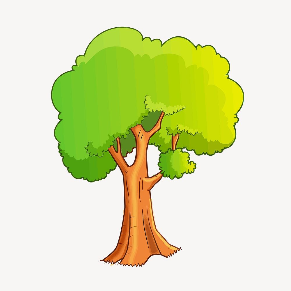 Cartoon tree sticker, botanical illustration psd. Free public domain CC0 image.