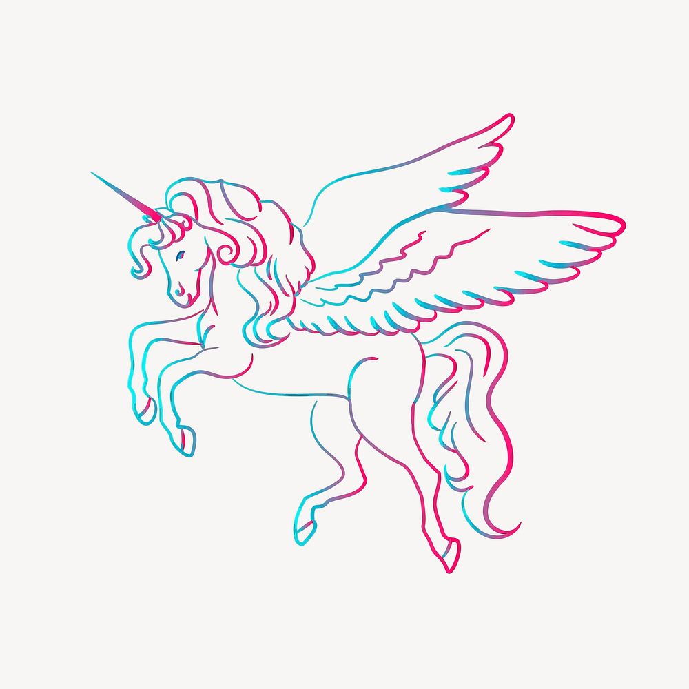 Winged unicorn clipart, mythical creature illustration vector. Free public domain CC0 image.