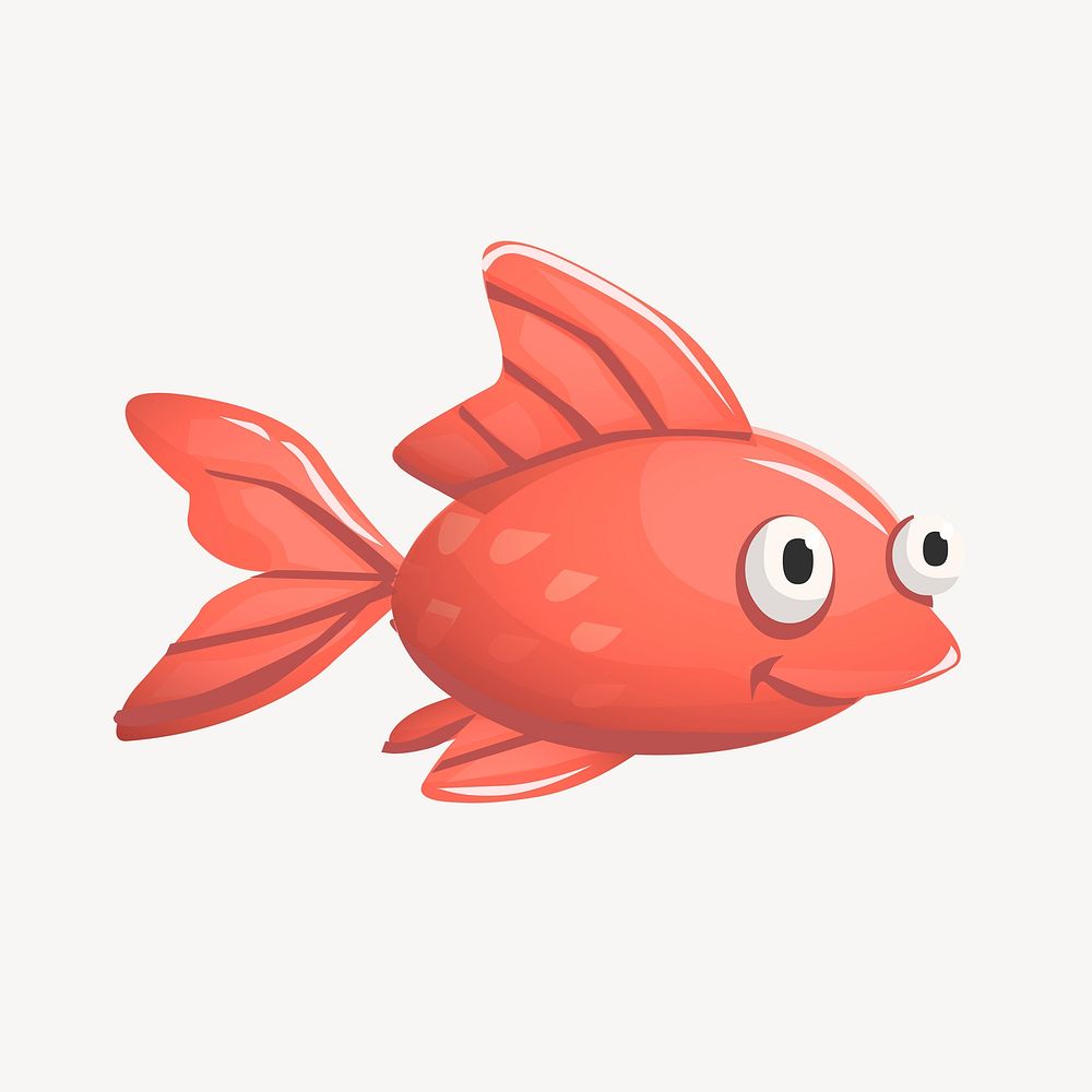 Red fish clipart, animal illustration. 